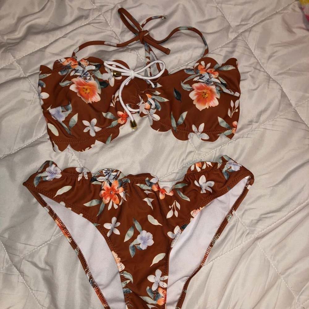 Brown Floral Bikini